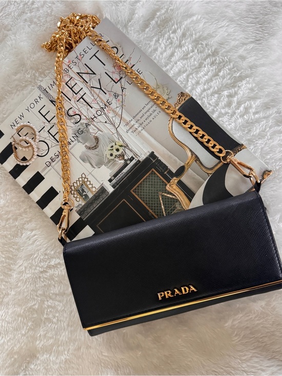 Prada Handbags - Authentic Prada Black Saffiano Leather Shoulder Bag with Gold Chain